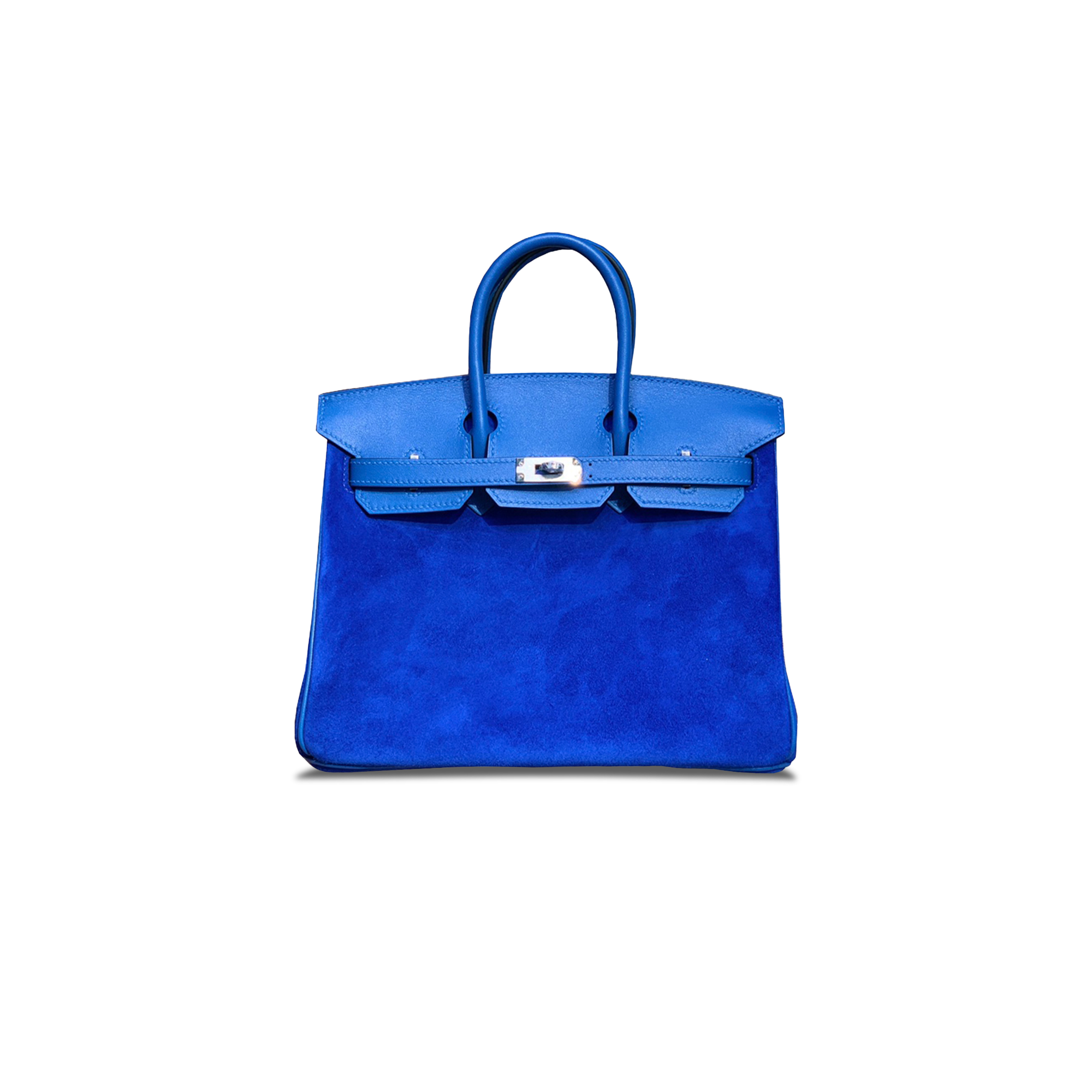 HERMÈS MASTER BIRKIN 25 CHAMOIS AND SWIFT ROYAL BLUE SILVER BUCKLE H028369CC97 (25*20*13cm)